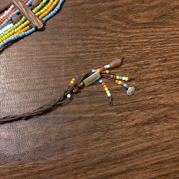 Vtg Boho Retro Tribal Multicolored Seed Beads Belt Woven Cord 60" Length - Picture 3 of 8